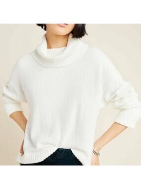 ANTHROPOLOGIE Blair Turtleneck Sweater Cream XS